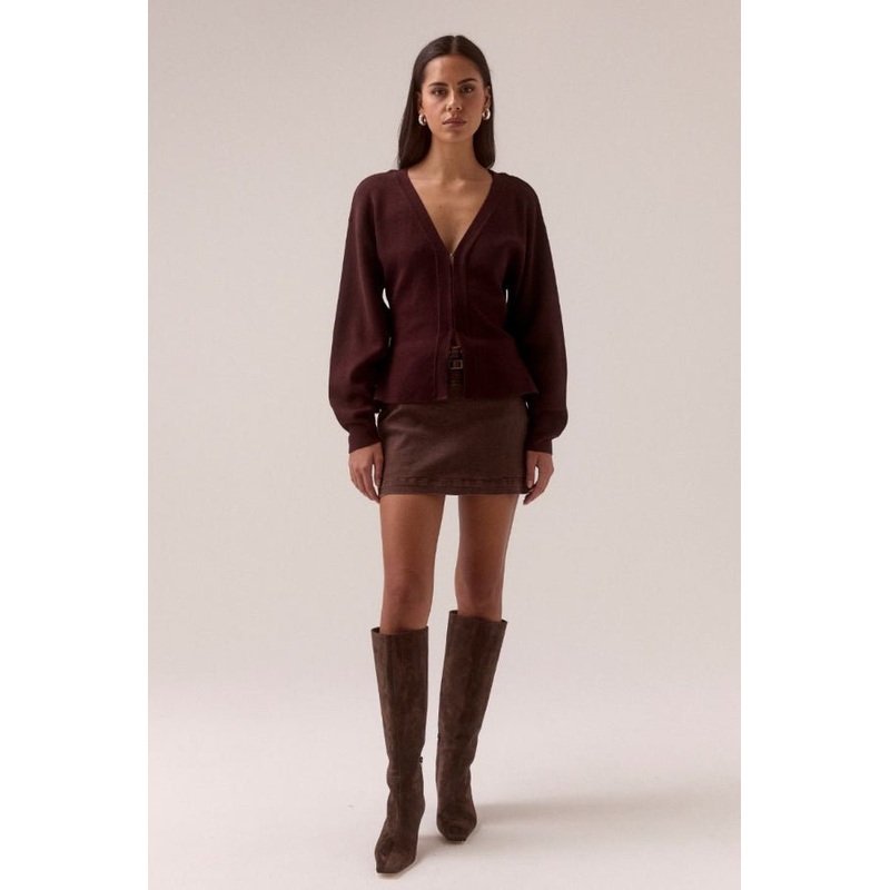 Sentiment Knit Cardi Plum XS