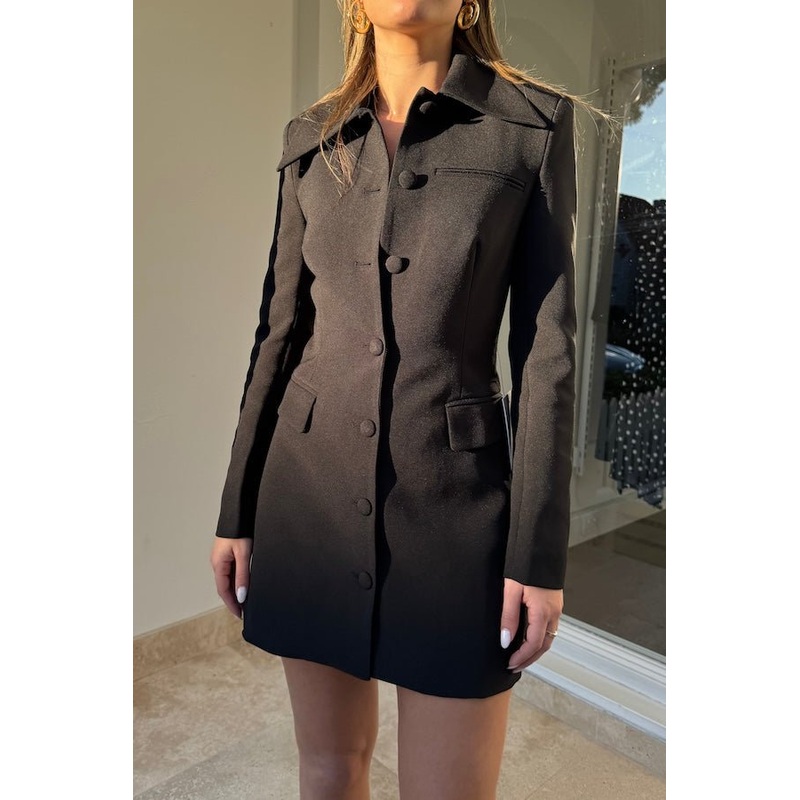 The Ultimate Muse Structured Button Dress Black XXS