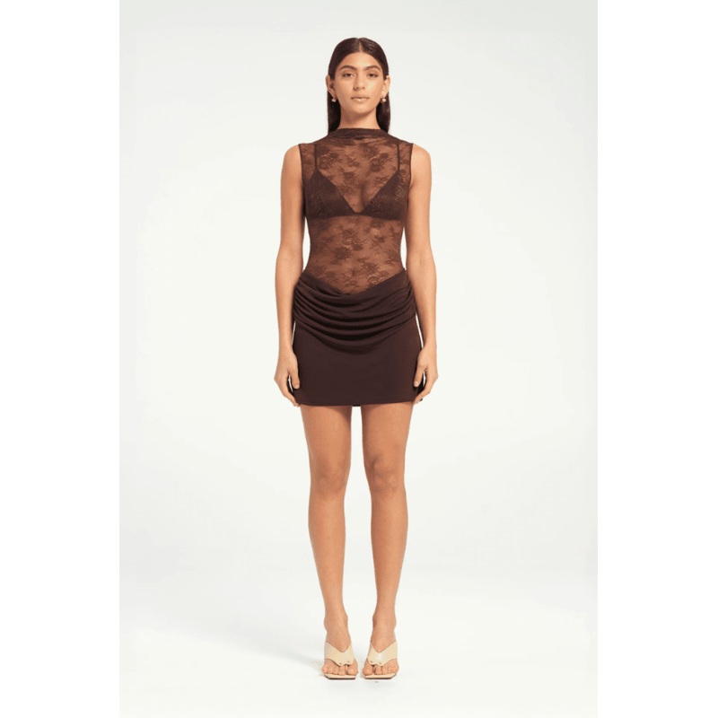 Darby Mini Dress Choc 4