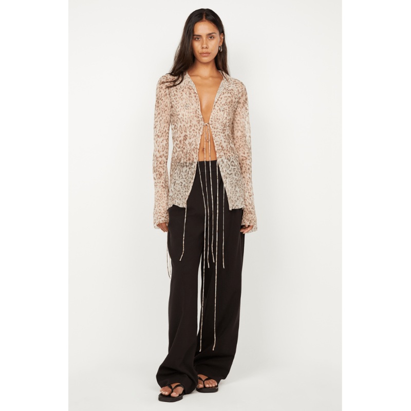 Feline Tie Blouse Leopard Faded 6