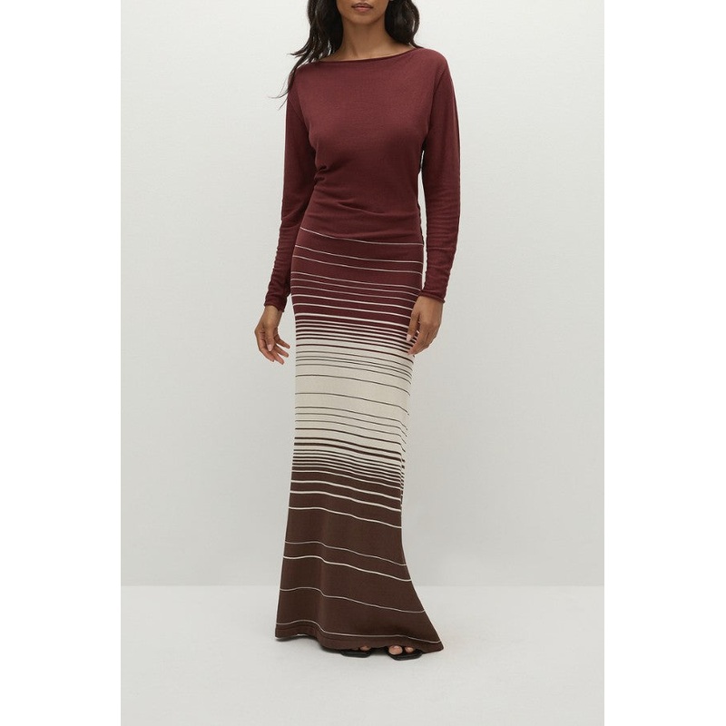 Idun Maxi Dress Accordion Stripe Bordeaux 6
