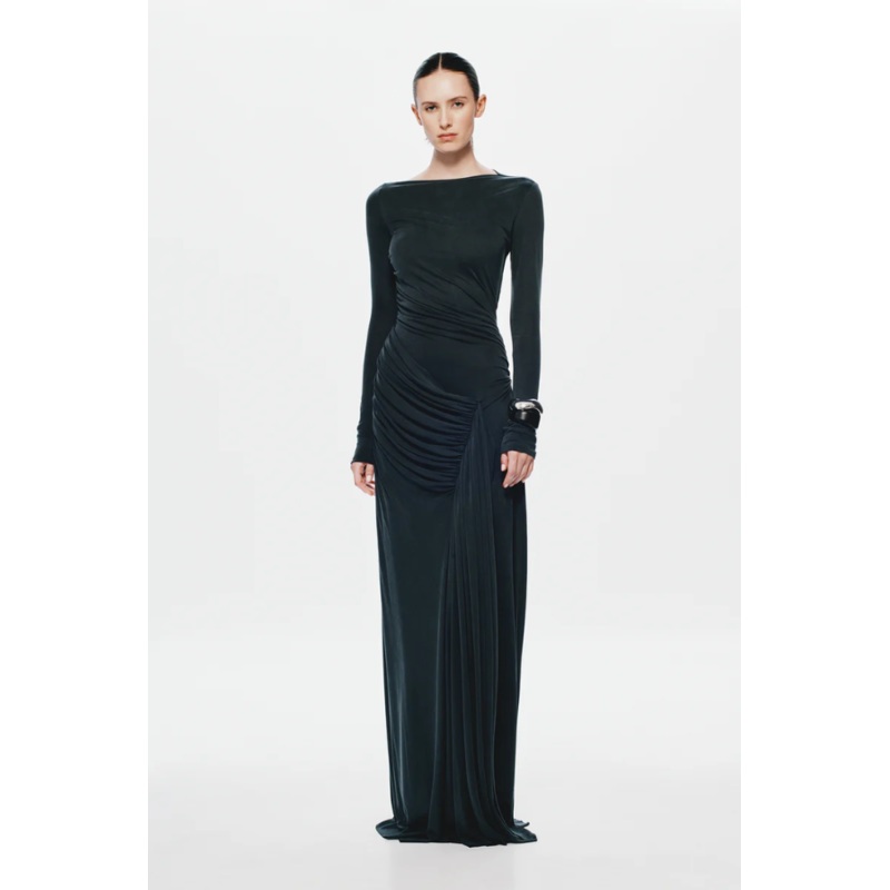 The ‘Glacier’ Long Sleeve Dress Black XS