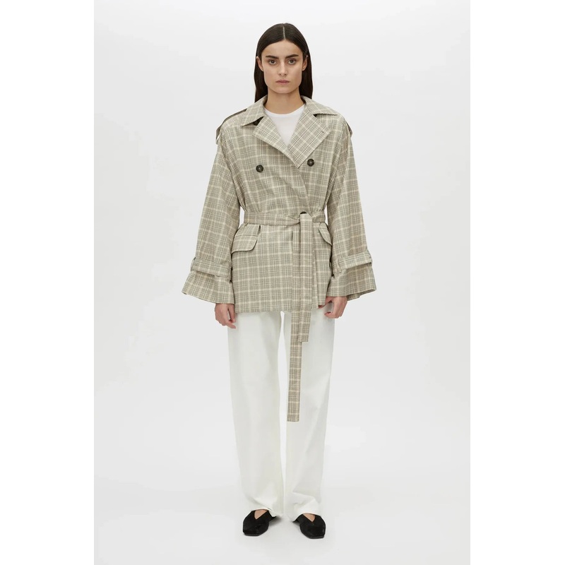 Kinetic Tattersal Trench Taupe Check XXS