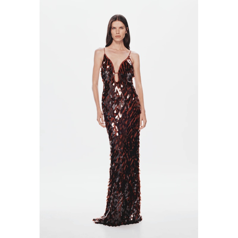 The ‘Sapphire’ Sequin Maxi Dress Fig XXS