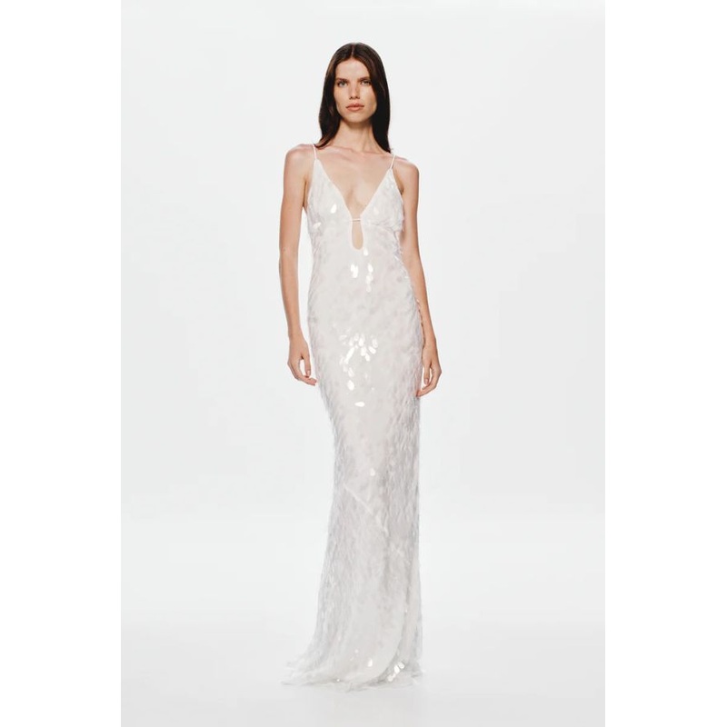 The ‘Sapphire Sequin Maxi Dress Ivory XXS