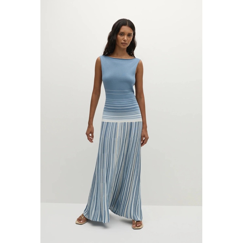 Xyla Maxi Dress Accordion Stripe Mineral Blue 6