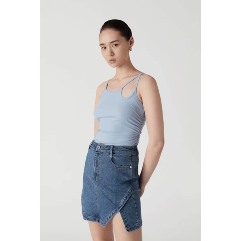 Aaron Rib Tank Chambray Blue XS