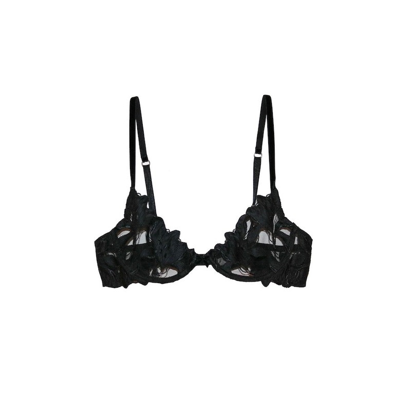 Lily Embroidery Plunge Demi Bra Black 32A