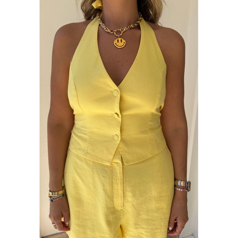 Linen Vest Lemon XXS