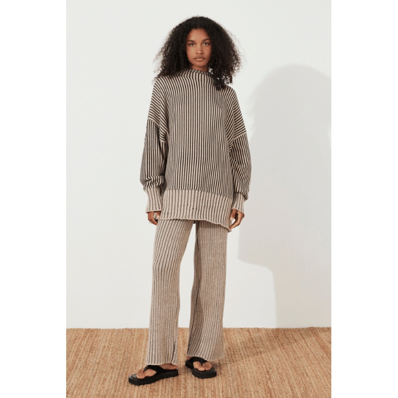 Black Stripe Chunky Knit Pant 6