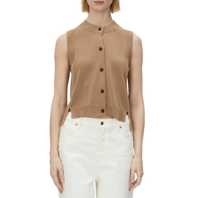 Cardinal Sleeveless Cardigan Tan XS