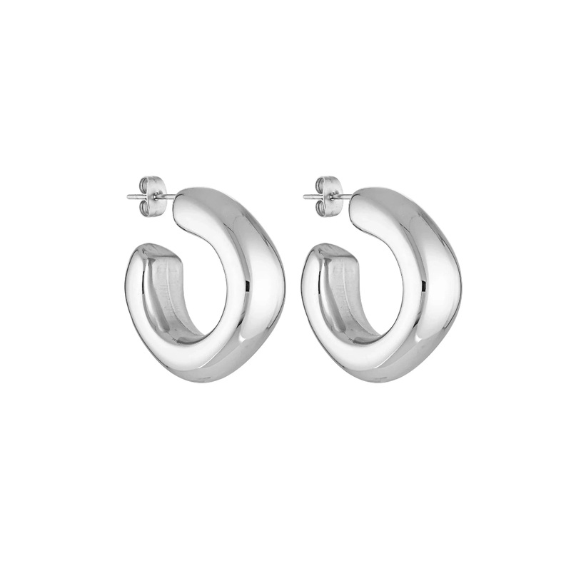 Dina Hoops White Gold O/S
