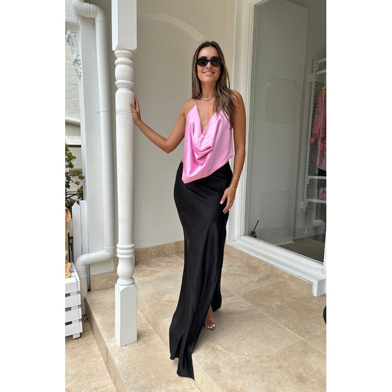 Iced Bias Slip Dress Black/Pink 6