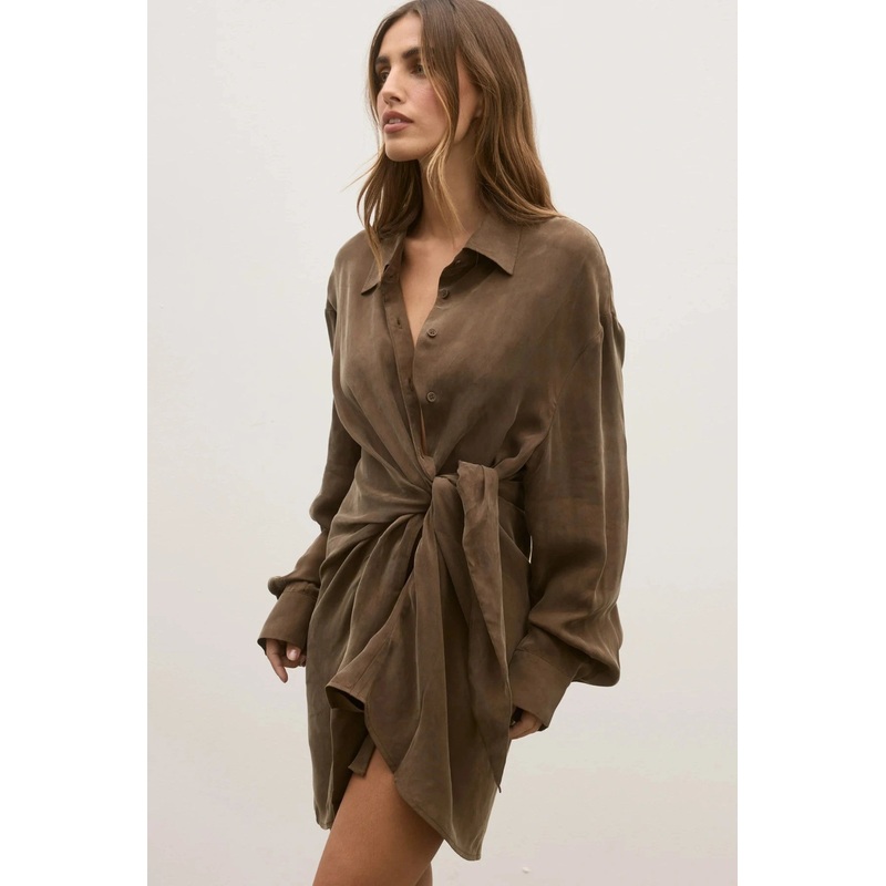 Noah Shirt Dress Chocolate XS