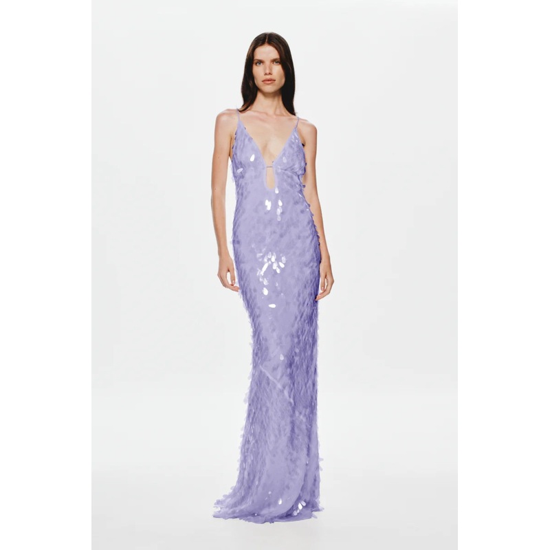 The ‘Sapphire’ Sequin Maxi Dress Lilac XXS